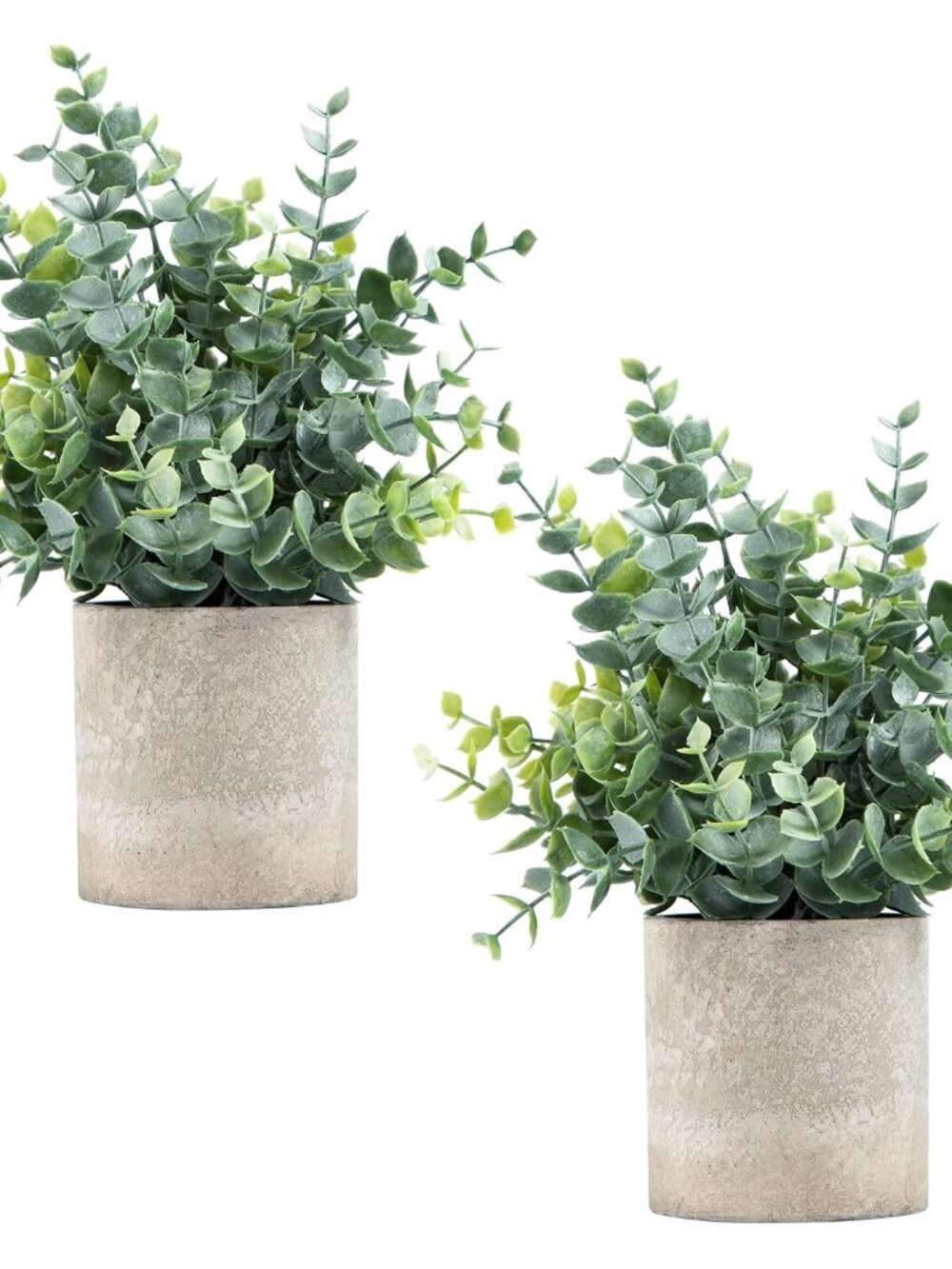 2 Pack Small Fake Plants Eucalyptus Potted,Sage Green